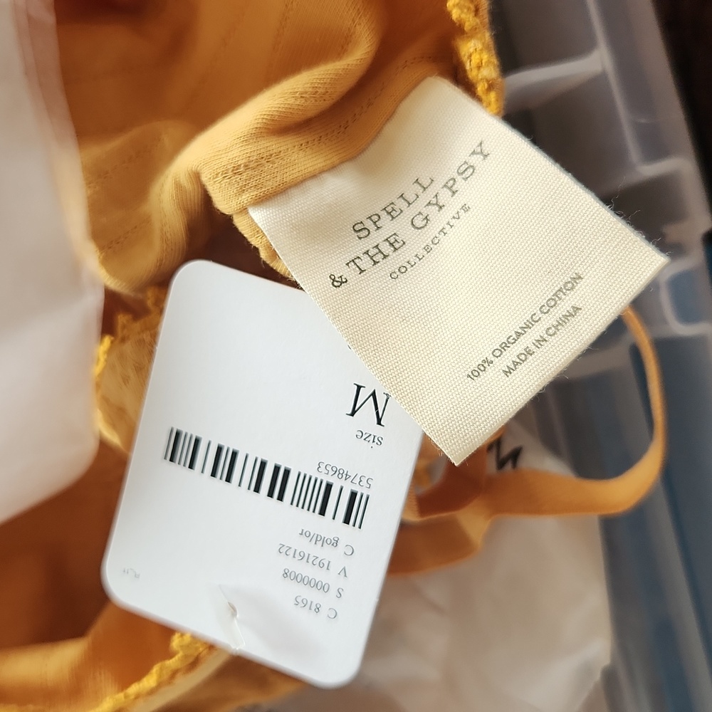 New spell designs Lana organic cotton bralette M sunflower yellow saffron bra - Picture 15 of 16